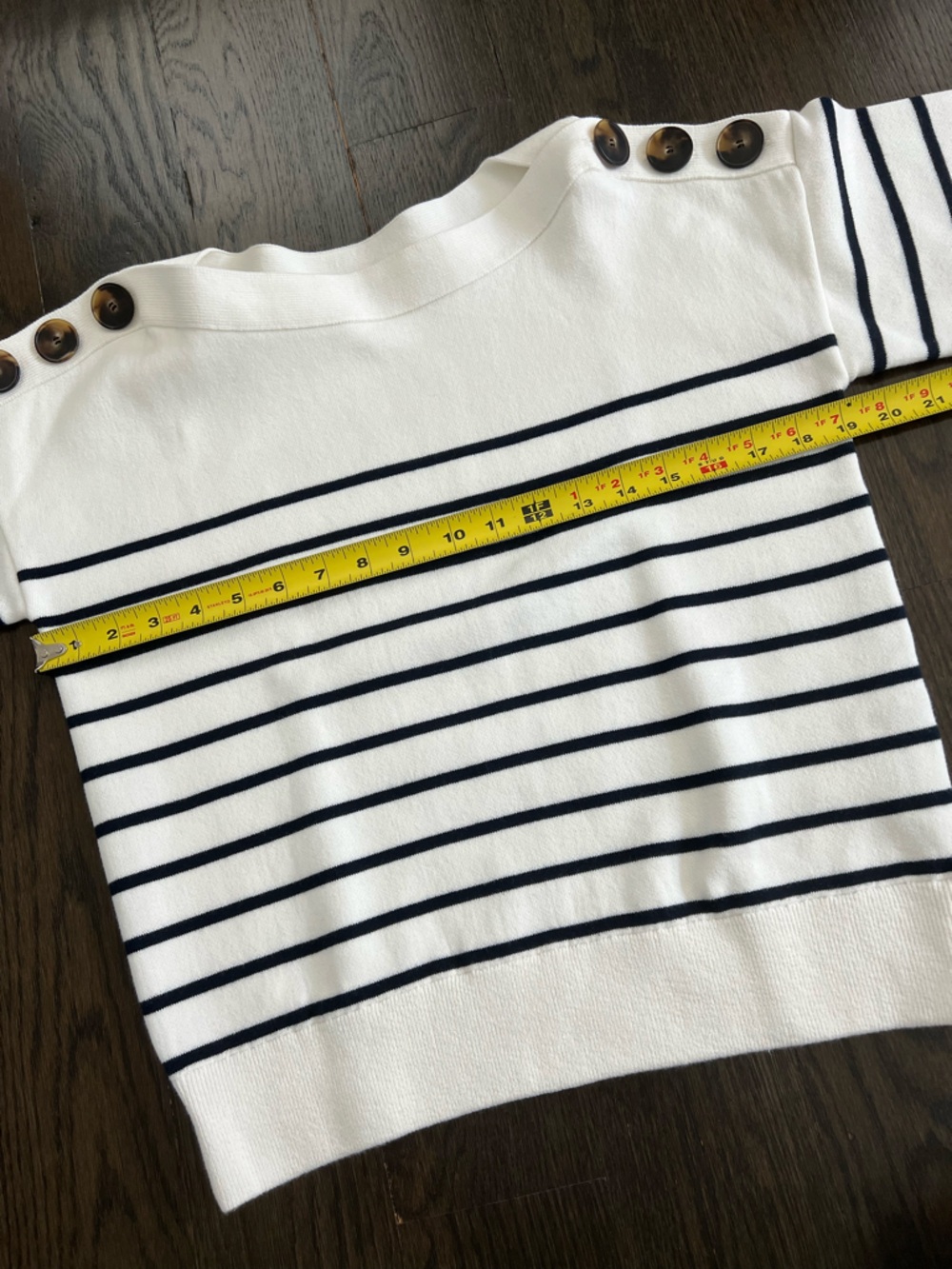 Sezane Alba Cotton Jumper Sweater in Natural Navy XS - Picture 8 of 12